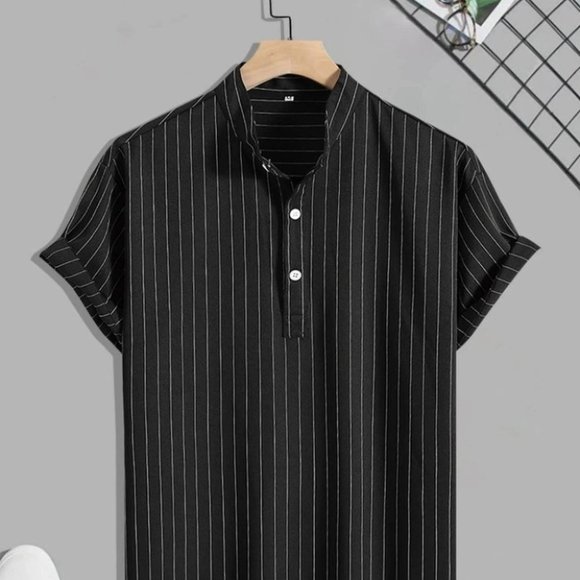 . Other - Black Casual Men's Vertical Striped Shirt